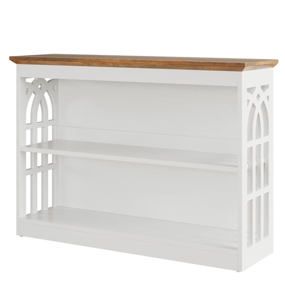 GVN 41.34Inch Modern Narrow Console Table, Entryway Table with 3-Tier Storage, Display Shelf for Living Room, Entryway, Hallway, Foyer, White