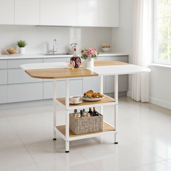 GVN 47.5 Inch Modern Dining Table Square Kitchen Table with Unique Mix-colored Tabletop for Kitchen Dining Room Living Room Home Furniture, Natural