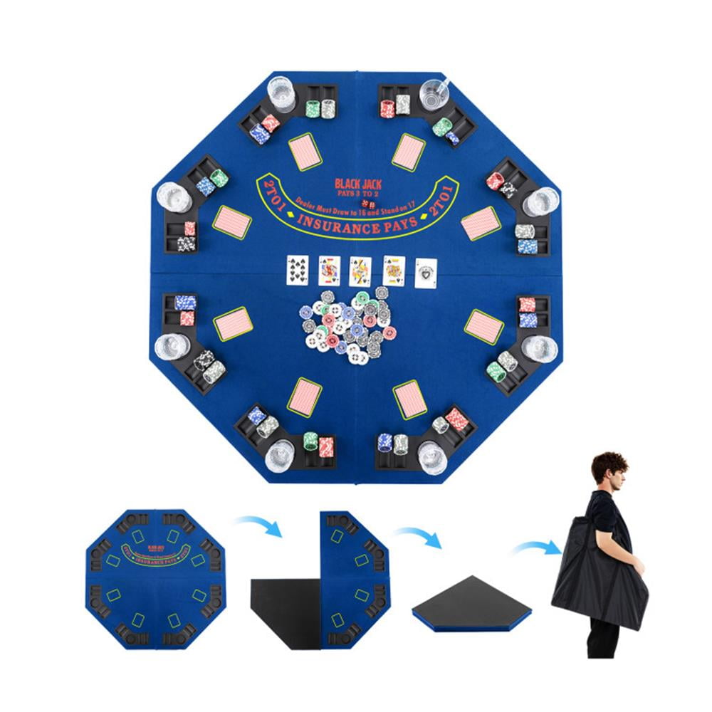 GVN 48 Inch 8-Player Foldable Poker Table Top with Carrying Bag and Cup ...