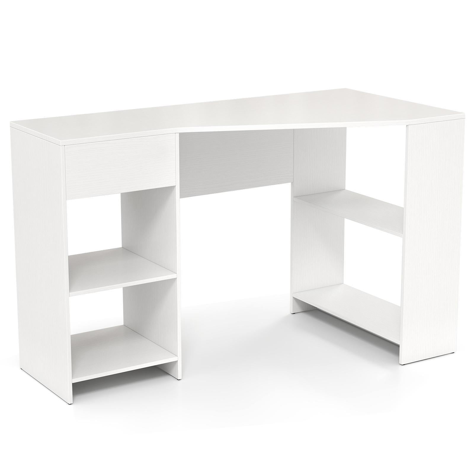 GVN 48Inch L Shaped Corner Executive Computer Desk with Drawer, Study Writing Table for Home Office, Living Room, Study Room, Bedroom, White