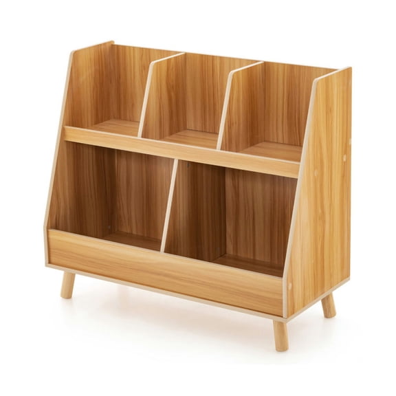 GVN 5-Cube Kids Bookshelf and Toy Organizer with Anti-Tipping Kits-Natural, Toy Organizers and Storage for Kids, Boys, Girls, Nursery