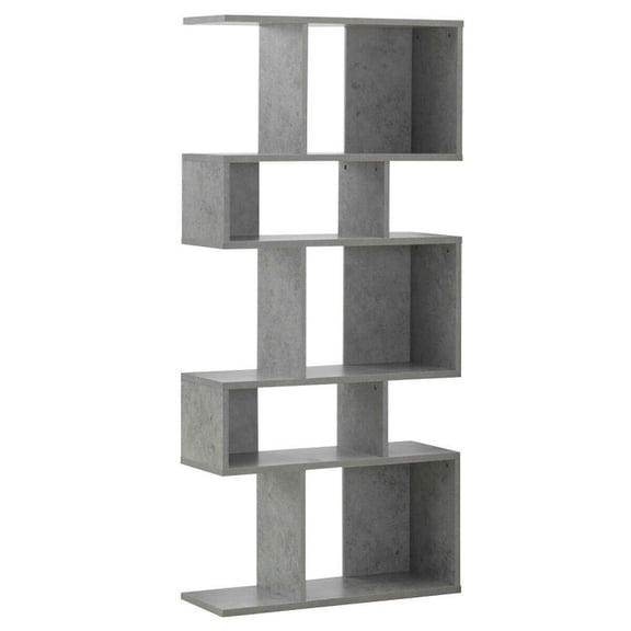 GVN Bookcases,5 Cubes Ladder Shelf Corner Bookshelf Display Rack Bookcase-Gray