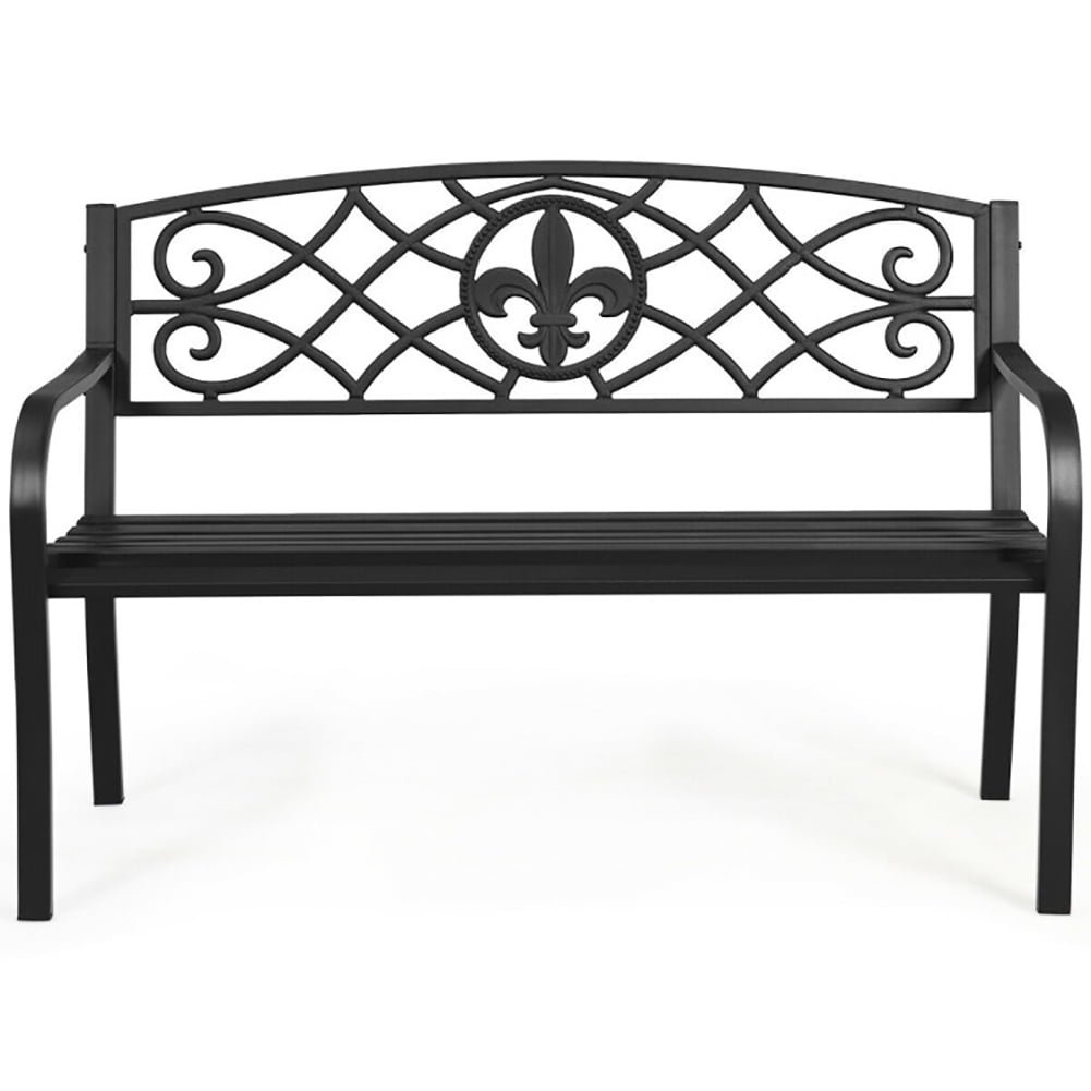 GVN 50 Inch Patio Heavy-Duty Metal Garden Bench, Comfortable Outdoor Seating with Resistant Finish