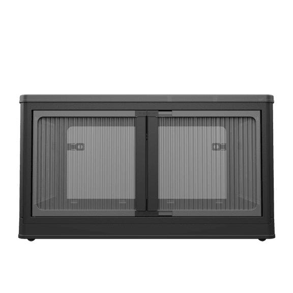 GVN 506QT 4-Pack Transparent Stackable Storage Bins with 5 Doors, Folding Plastic Craft Containers Large Closet Organizers Box, Black