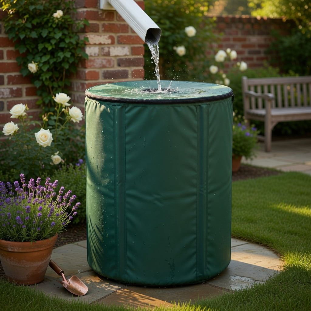 GVN 53 Gallon Portable Collapsible Rain Barrel Water Collector, Portable Water Storage Tank, Garden Water Catcher with Debris-Filter Top and Hose Tap