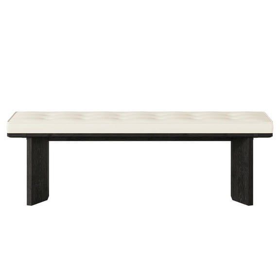 GVN 55 Inch Solid Wood Entryway Shoe Bench with Removable Cushion, Hallway Storage Bench for Mudroom Seating and Organization, Black