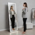 thumbnail image 1 of GVN 58*18" Frameless Rectangle Full-Length Mirror with LED Lights, Dimmable Standing Mirror for Bedroom, Living Room, Dorm, Gym, Black, 1 of 9