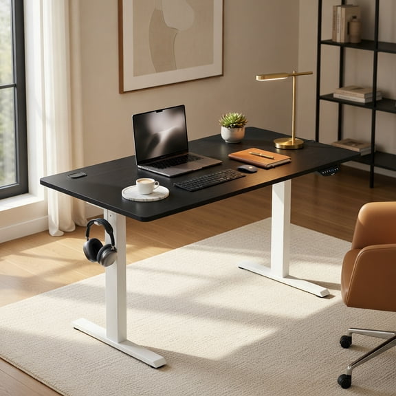 GVN 58" x 28" Universal Desk Top Replacement for Standard & Standing Desk Frame Home Office Workstation Furniture, Black