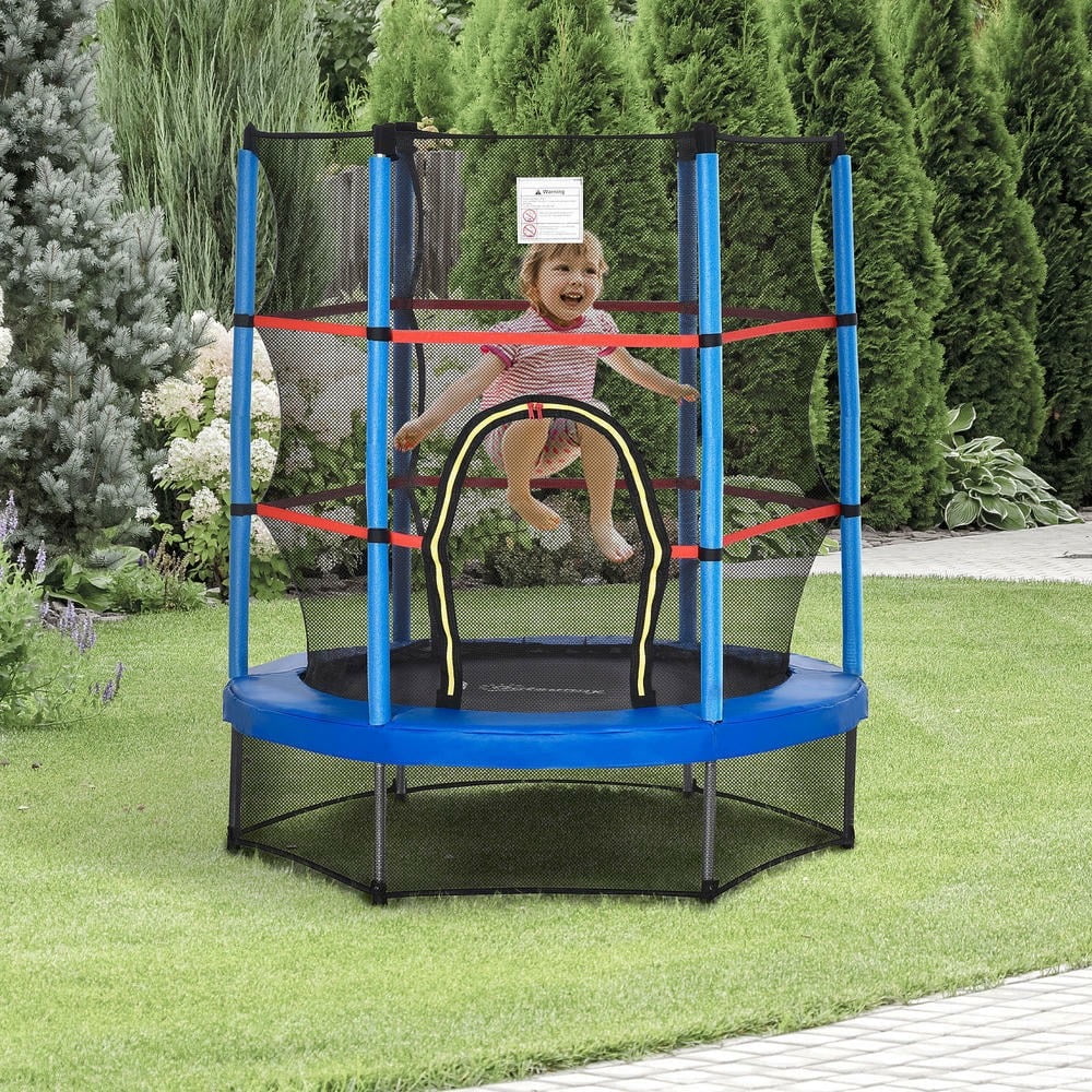 GVN 5FT Trampoline with Enclosure Net, Outdoor Trampoline for Age 3 to 6 Years, Blue