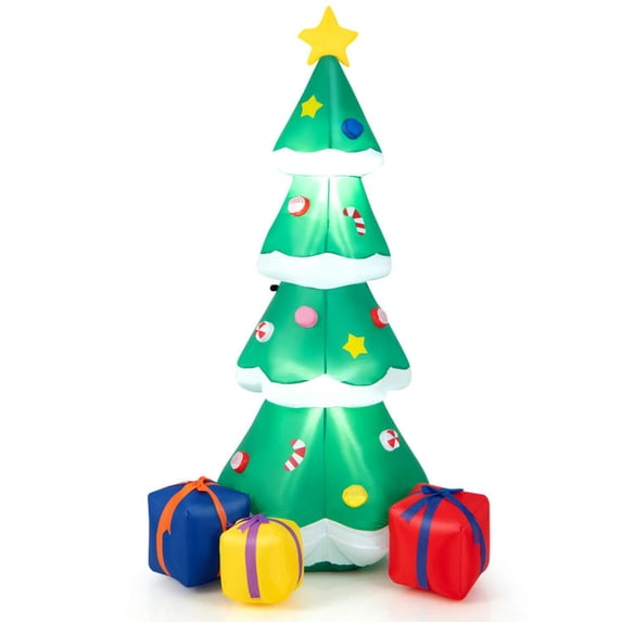 GVN 6 Feet Tall Blow up Christmas Tree with 3 Gift Boxes