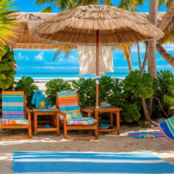 GVN 6 Feet Thatched Patio Umbrella with Tilt Design and Carrying Bag, Patio Offset Umbrella with Easy Tilt Adjustment, Cantilever Patio Umbrellas, Sunshade Umbrella Canopy