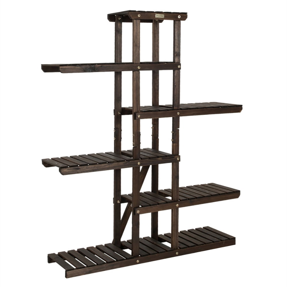 GVN 6 Tier Wood Plant Stand with Vertical Shelf Flower Display Rack Holder-Brown, Flower Plant Shelf Holder for Planter Corner Garden Balcony Patio GVN 6 Tier Wood Plant Stand with Vertical Shelf Flower Display Rack Holder-Brown, Flower Plant Shelf Holder for Planter Corner Garden Balcony Patio