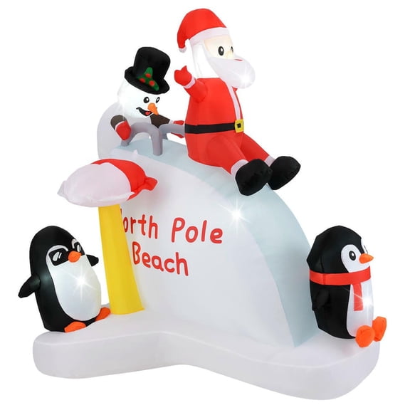 GVN 6ft Inflatable Christmas with Blow up Penguins and Santa Decoration, Christmas Blow Up Decoration for Holiday, Party, Xmas, Yard, Garden Decorations, Multicolor