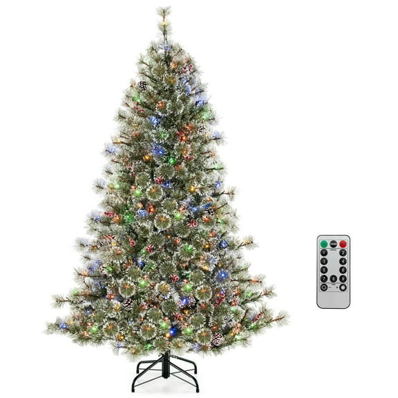GVN 6ft Pre-Lit Artificial Christmas Trees with 360 Quick Power Connector, Xmas Decoration Tree for Indoor, Outdoor, Holiday Decor, Green