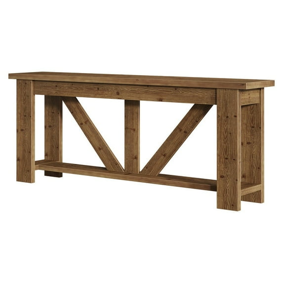 GVN 70.9Inch Solid Wood 2-Tier Console Table, Entryway Table with Storage, Display Shelf for Living Room, Hallway, Foyer, Rustic Brown