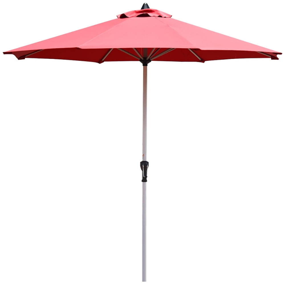 GVN 9 Feet Patio Outdoor Market Umbrella with Aluminum Pole without Weight Base-Dark Red, Outdoor Table Umbrella, Outdoor Umbrella, Market Umbrella for Outdoor Patio Backyard Garden Lawn Sun Shade