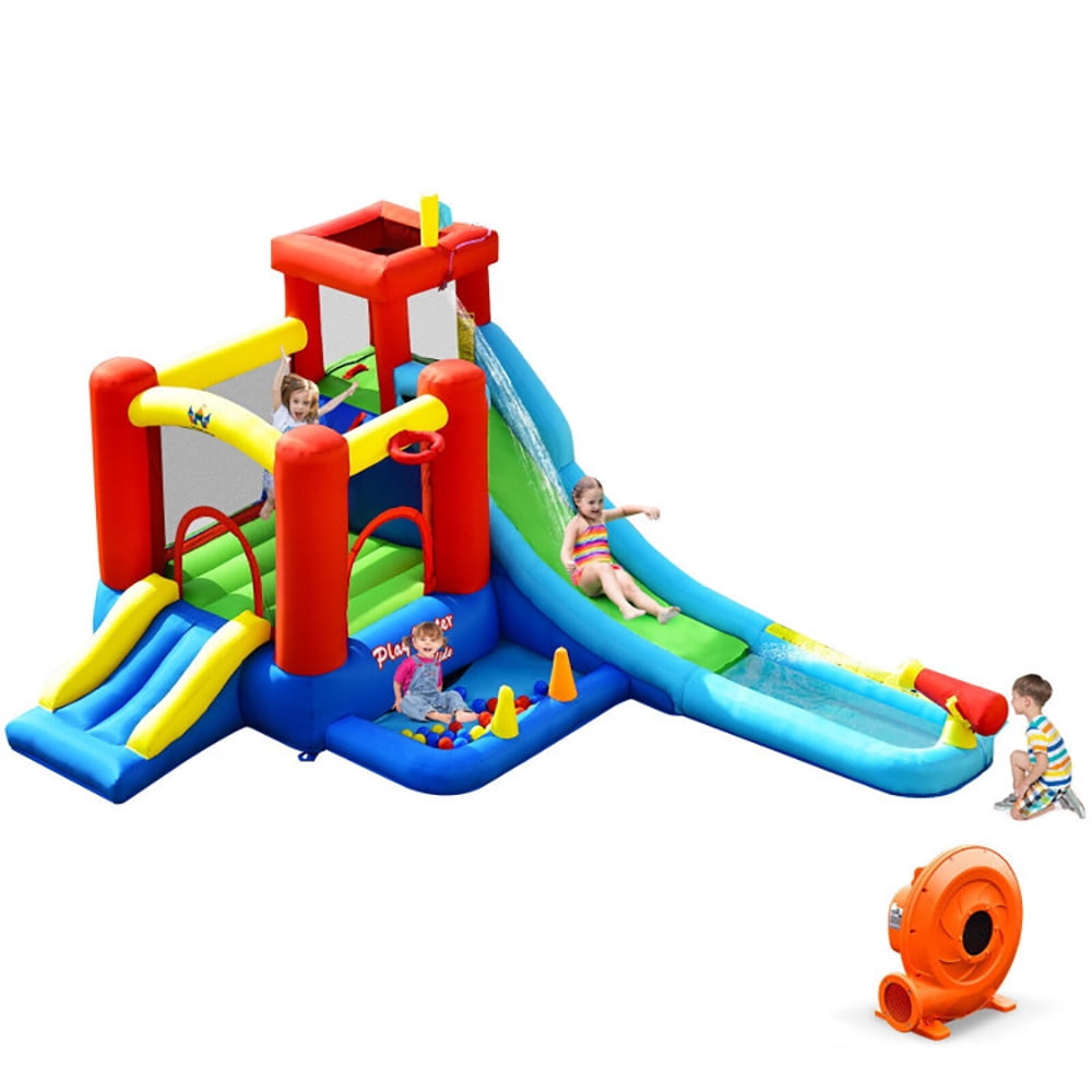 GVN 9-in-1 Inflatable Kids Water Slide Bounce House with 860W Blower, Bounce House with Blower, Inflatable Jump Bouncy for Kids,Ball Pool