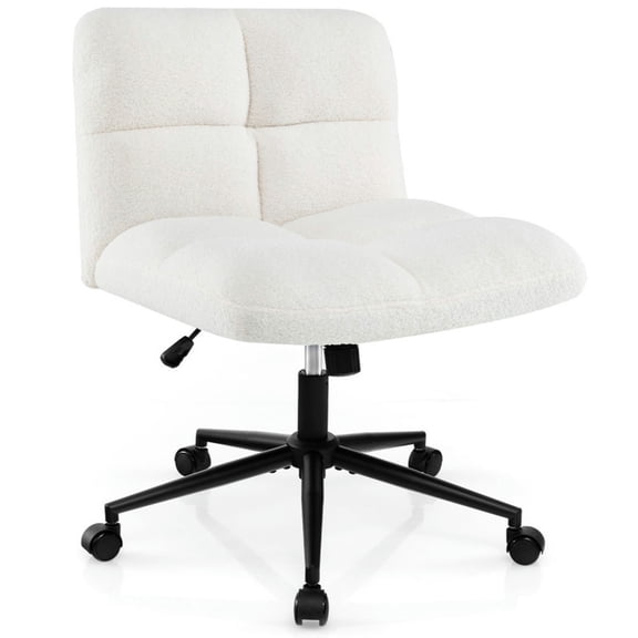 GVN Armless Chairs,Cross Legged Chair with Wheels with Padded Seat Adjustable Height for Bedroom Study-Beige