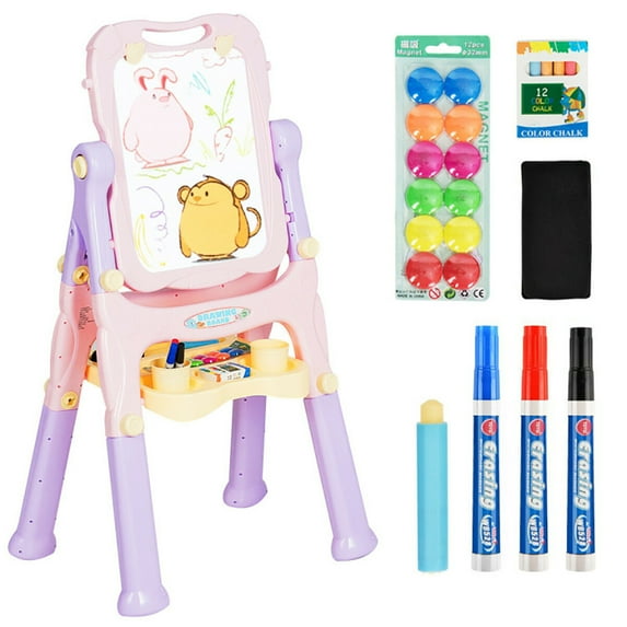 GVN Art Easel, Kids Art Easel,Kids Height Adjustable Double Side Magnetic Art Easel-Purple