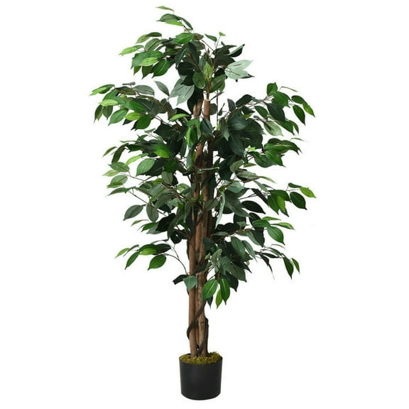 GVN Artificial Plant,Greenery Decor,4 Feet In/Outdoor Trunks Artificial Ficus Silk Tree