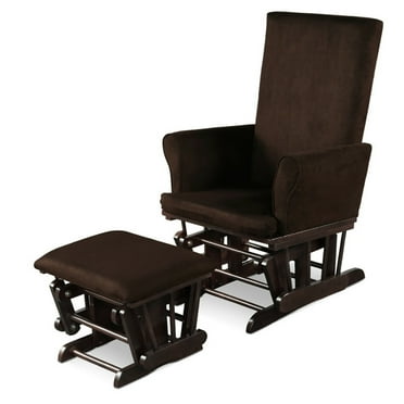 GVN Baby Nursery Relax Rocker Rocking Chair Glider and Ottoman Cushion Set-Brown
