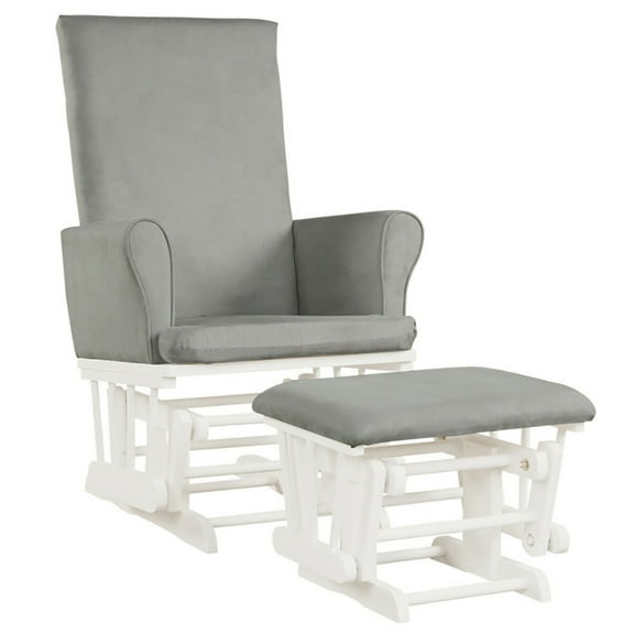 GVN Baby Nursery Relax Rocker Rocking Chair Glider and Ottoman Cushion Set-Gray