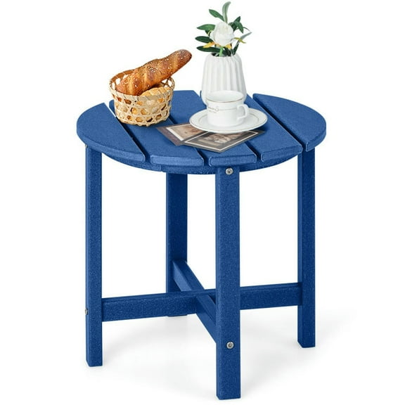 GVN Backyard Coffee Tables,18 Inch Round Weather-Resistant Adirondack Side Table-Navy