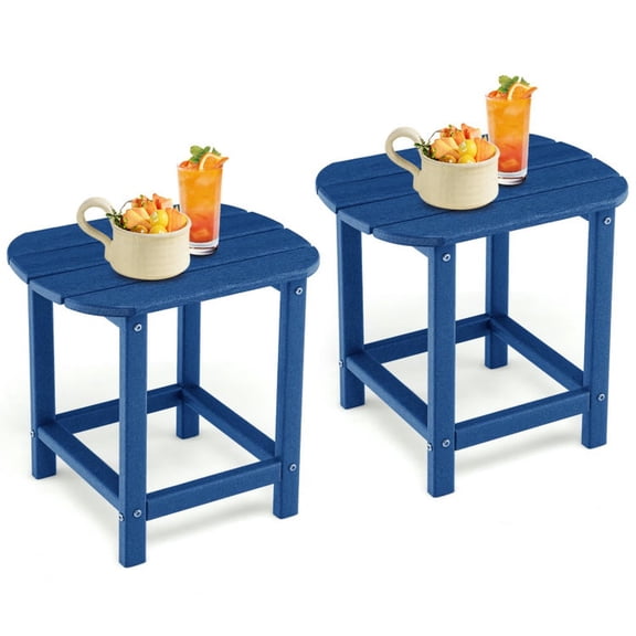 GVN Backyard Coffee Tables,18 Inch Weather Resistant Side Table for Garden Yard Patio-Navy