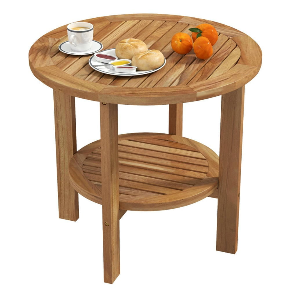 GVN Backyard Coffee Tables,Outdoor Teak Wood Round Side Table Patio End ...