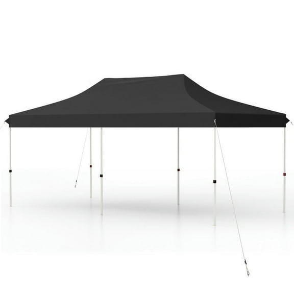 GVN Backyard Garden Canopy, Camping Canopy Screen Tent,10 X 20 FT Pop up Canopy Tent Foldable Portable Outdoor Gazebo with Carry Bag-Black