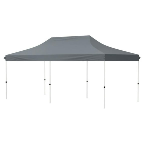 GVN Backyard Garden Canopy, Camping Canopy Screen Tent,10 X 20 FT Pop up Canopy Tent Foldable Portable Outdoor Gazebo with Carry Bag-Gray