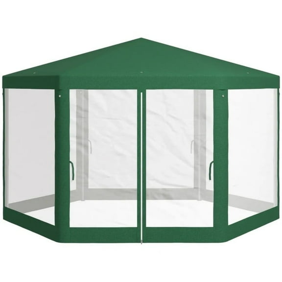 GVN Backyard Garden Canopy, Camping Canopy Screen Tent,13' x 11' Outdoor Party Tent w/ Protective Mesh Sidewalls, Ropes & Stakes, Green