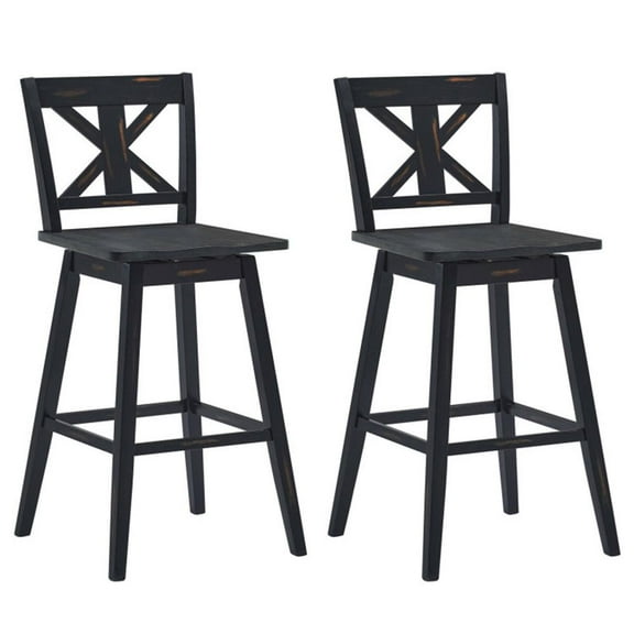 GVN Bar Stools,Set of 2 360-Degree Swivel Bar Stools for Home Restaurant-Black