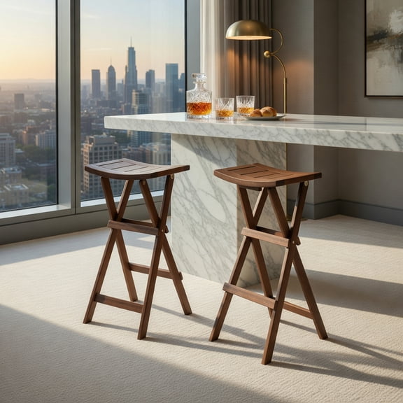 GVN Bar Stools Set of 2 with Saddle Seat, Footrest and Stable Base for Kitchen Island, Balcony, Counter Height Dining and Lounge, Brown