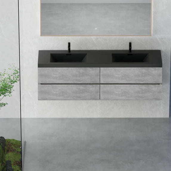 GVN Bath Cabinet, Bathroom Wall Cabinet,72" Wall-Mounted Bathroom Storage Vanity Cabinet with Soft Close Drawers, Grey