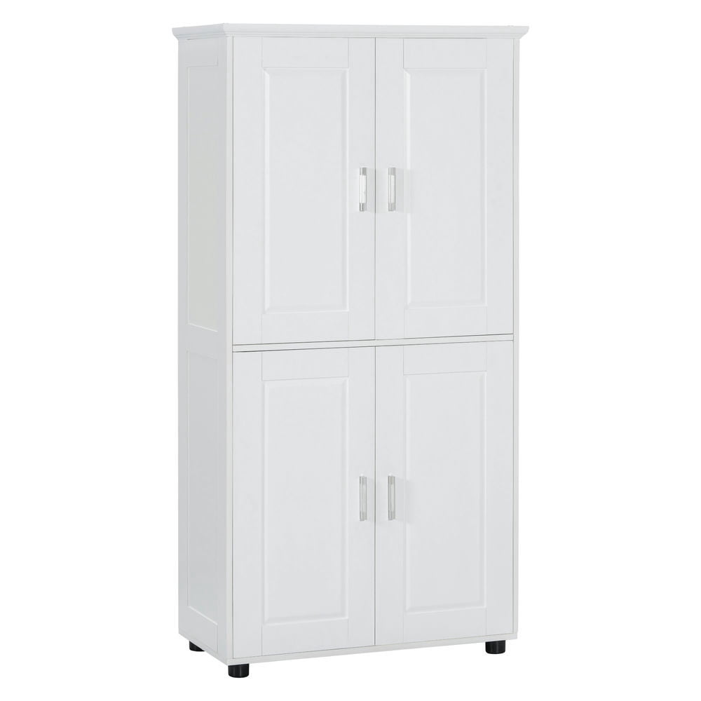 GVN Bathroom Storage Cabinet, Bathroom Floor Cabinet,Tall and Wide Bathroom Floor Storage Cabinet with 4 Doors, Adjustable Shelves, White
