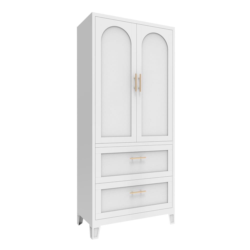 GVN Bedroom Armoire Wardrobe Closet Clothes Storage,2 Doors 2 Drawers Wardrobe