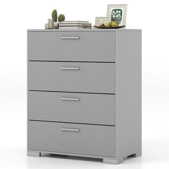 GVN Bedroom Dresser, Chest of Drawers,4 Drawer Storage Cabinet with Metal Legs Handles with Anti-Toppling Devices-Gray