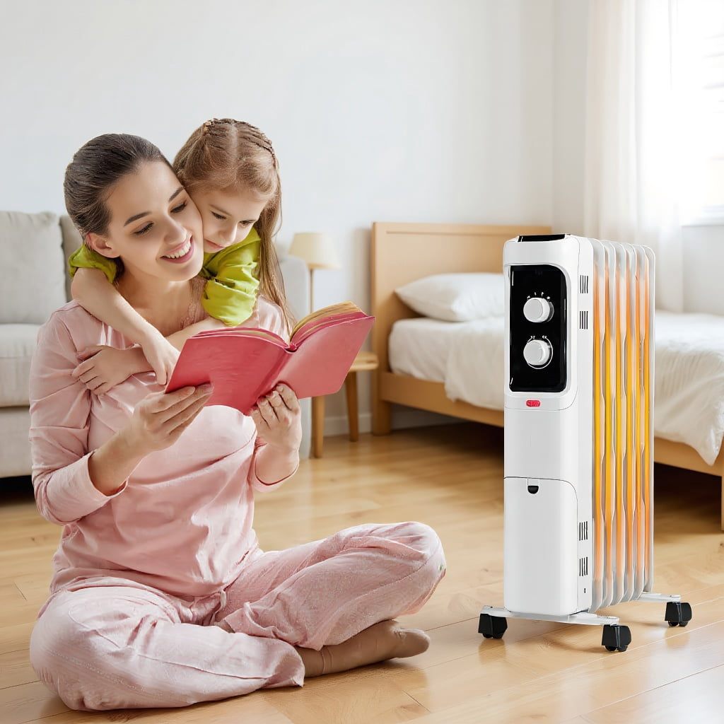 Room Radiator Portable GVN Bedroom Safe Quiet Room Heater,Space Heater,1500W Oil Filled ...