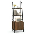 thumbnail image 1 of GVN Bookcases,4-Tier Ladder Shelf with Cabinet and Metal Frame-Rustic Brown, 1 of 1