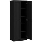 GVN Buffet Sideboard Cabinet, Kitchen Pantry Cabinet, Coffee Bar Cabinet,63" 2-Door Kitchen Pantry, Freestanding Cabinet with 2 Adjustable Shelves for Dining Room, Cinnamon Black Wood Grain
