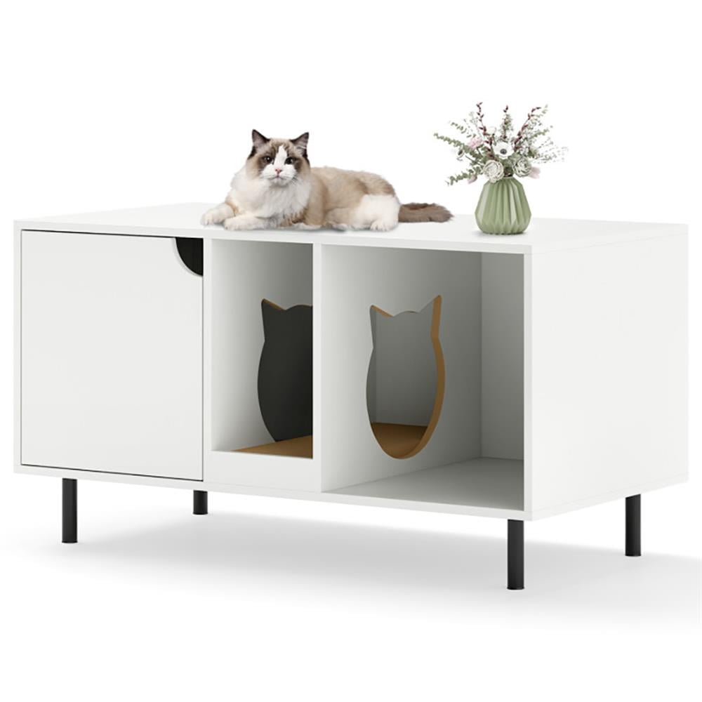 GVN Cat Litter Box,Cat Pan, 40 Inch Cat Litter Box Enclosure for 2 Cats Hidden Cat Washroom-White