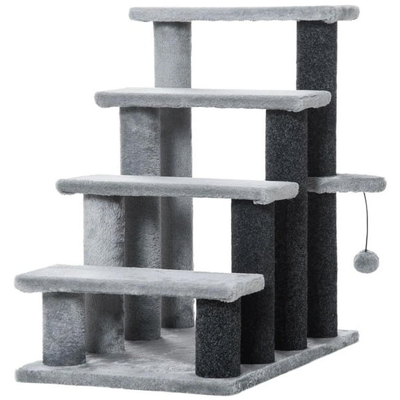 GVN Cat Tree Tower, Cat Tree, Cat Tree, Cat Tower Cat Stair Steps with Scratching Post, Hanging Play Ball,Light Grey