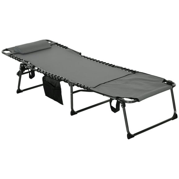 GVN Chaise Lounge Outdoor, Lounge Chair Outdoor,Folding Chaise Tanning Lounge Chair w/ 5-level Reclining Back, Reading Hole, Side Pocket, Headrest, Gray