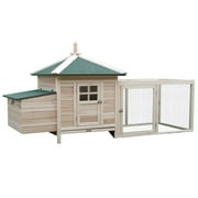 GVN Chicken Coop, Pet Hutch, Hen House,156" Extra Large Wooden Chicken Coop with 2 Nesting Box, Run Cage, Waterproof Wave Roof, Light Gray