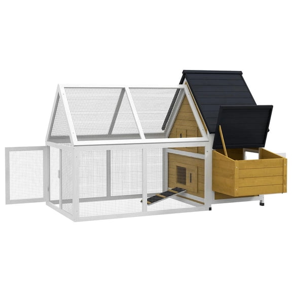 GVN Chicken Coop, Pet Hutch, Hen House,65" Chicken Coop Wooden Chicken House Rabbit Hutch with Nesting Box, Ramp, Run, Yellow