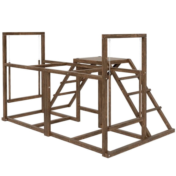 GVN Chicken Coop, Pet Hutch, Hen House,Chicken Activity Play Set with Multiple Chicken Perches, Swing, Ladder, Platform, Coffee