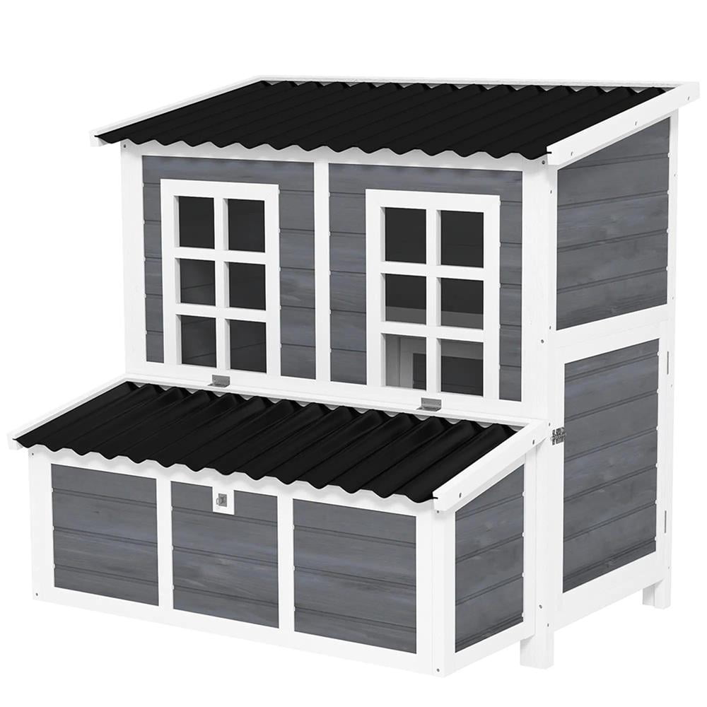 GVN Chicken Coop, Pet Hutch, Hen House,Chicken Coop with Nesting Box, Pull-Out Tray, Waterproof Roof, 39" Chicken House, Rabbits