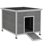 GVN Chicken Coop, Pet Hutch, Hen House,Wooden Duck Coop with Openable Roof, Removable Floor, Double Doors, Ramp, for 3-6 Ducks, Chickens