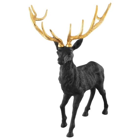 GVN Christmas Decorations Decor,Standing Reindeer Statue Aluminum Deer Sculpture for Indoors Christmas Decor-Black